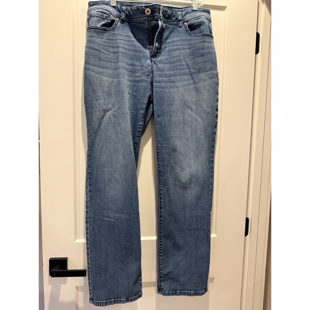 INC Women's Straight Medium Wash Blue Jeans, Stretch, 16